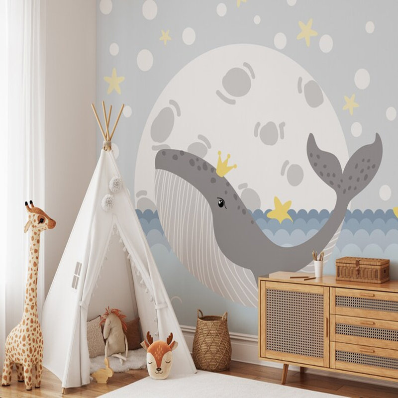 Baleine d'un rêve au clair de lune, L 8 po x l 108 po