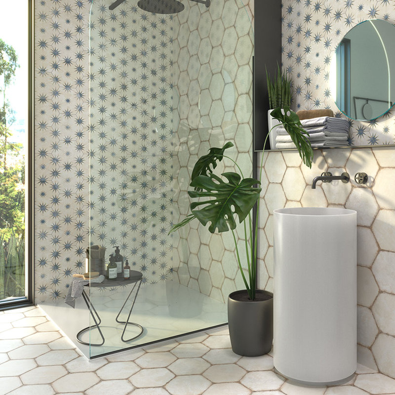 Carreau de porcelaine Odyssey Hexagon 8x9, Bleu
