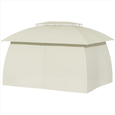 Abri de jardin en polyester 10 pi x 13 pi et beige chaud, combinant acier beige, acier beige et polyester