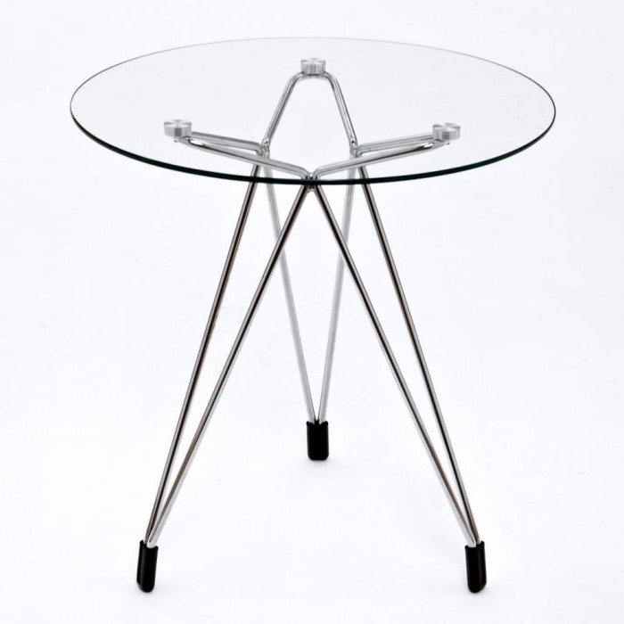 Masami Glass Top End Table, Chrome