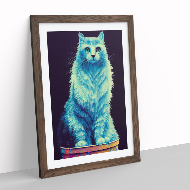 XV1022-4189X Street Cat - Single Picture Frame Print, 64cm H x 46cm W x 2cm D, Walnut