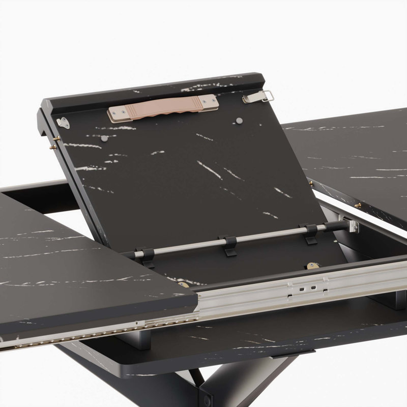 Ensemble de table de salle à manger 62,4 "à rallonge 78,15" pour 4 à 8 personnes, Noir, 5
