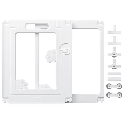 Ensemble d'extension pour enclos de jeu modulaire 2 pièces - 1 porte et 1 panneau pour la séparation des espaces et la sécurité des animaux de compagnie