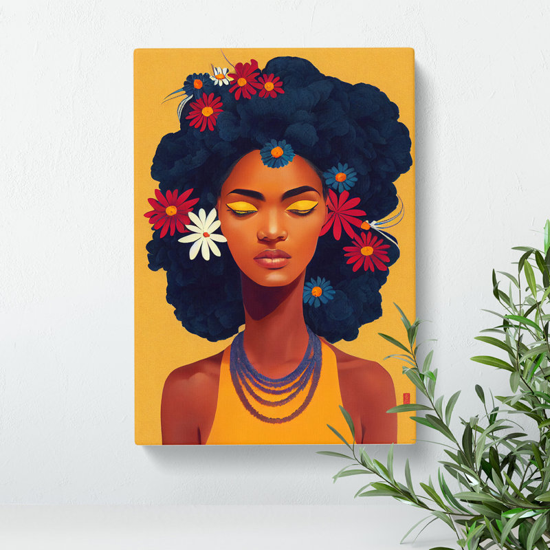 Woman With Flowers In Her Hair - Wrapped Canvas, 50cm H x 35cm W x 3cm D