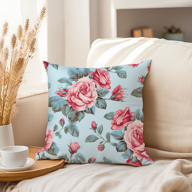 Animals William Morris Birds Damask Pattern I Cottage, 20"H x 20"W, Floral Rose Flowers Pattern VIII Shabby  Elegance