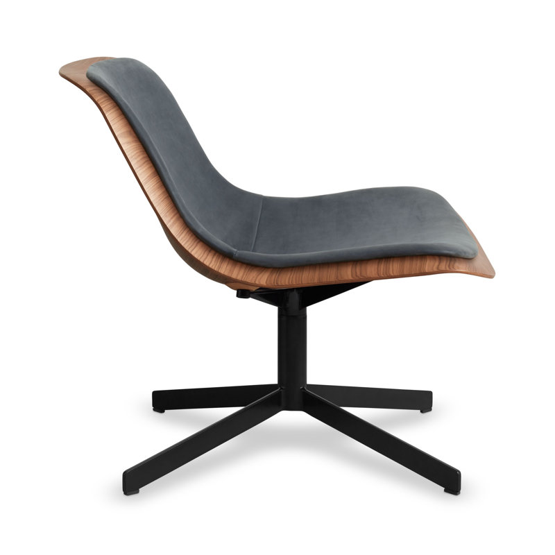 Nonesuch Swivel Lounge Chair Chair with Ottoman, Ink Genuine Leather
