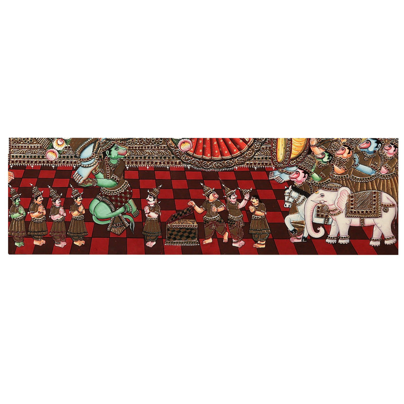 Rama Darbar Tanjore, peinture | Couleurs traditionnelles avec or 24 carats | Structure en bois de teck