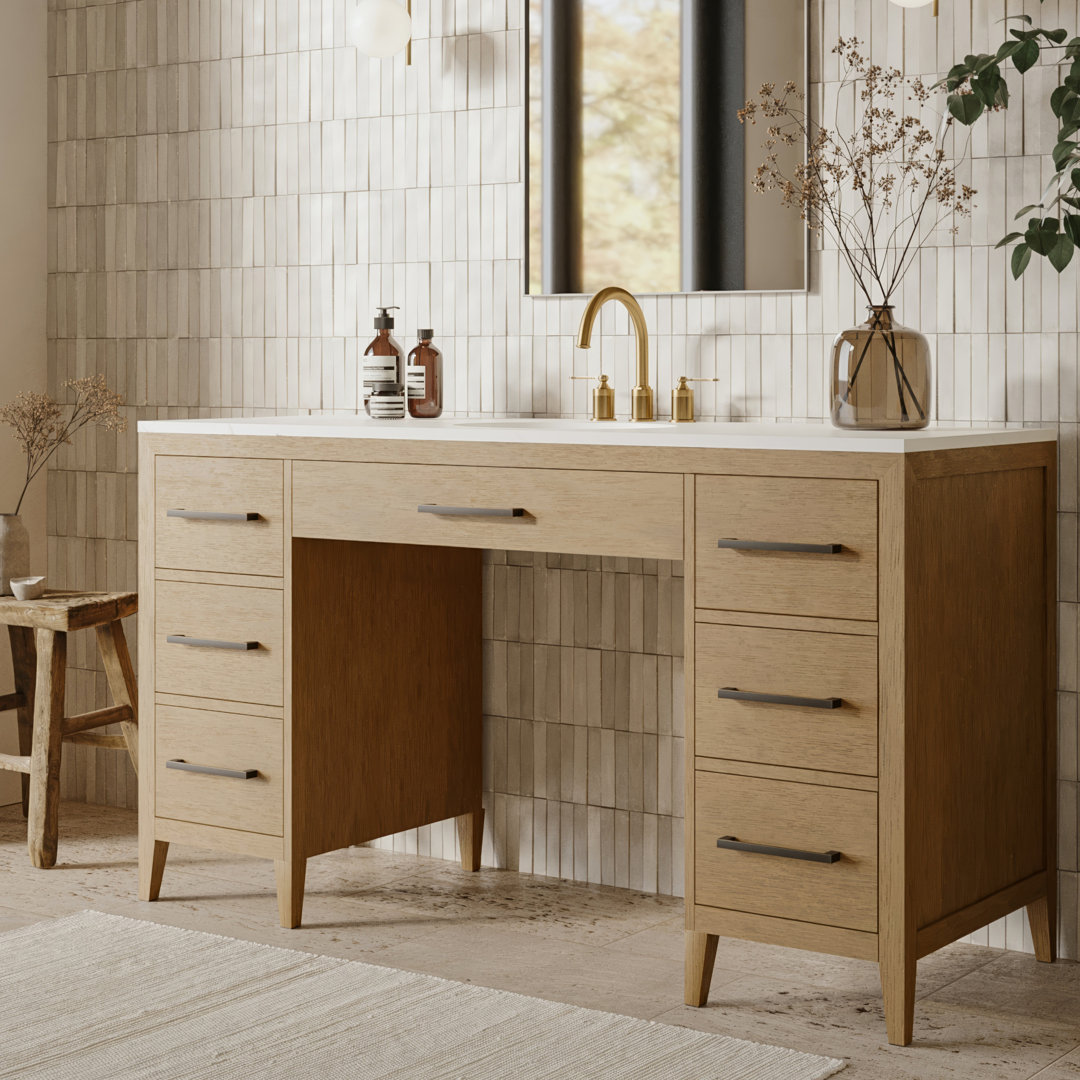 Alsup ADA Compliant 60" Single Vanity with Quartz Countertop Highbury Furnishings