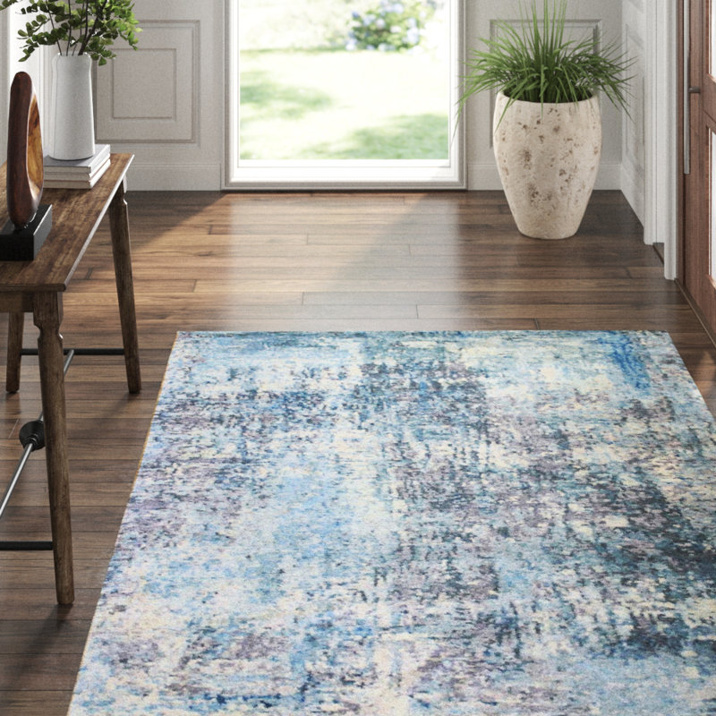 Abstract Area Rug in Gray/Blue