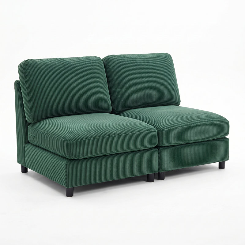 Hardesty Upholstered 56.16 " L-Shaped Sectional, Green