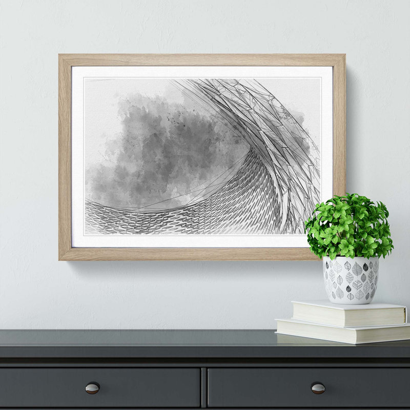 Architecture Sketch Vol.25 in Abstract - Picture Frame Drawing Print, 27cm H x 36cm W x 2cm D, Oak Framed