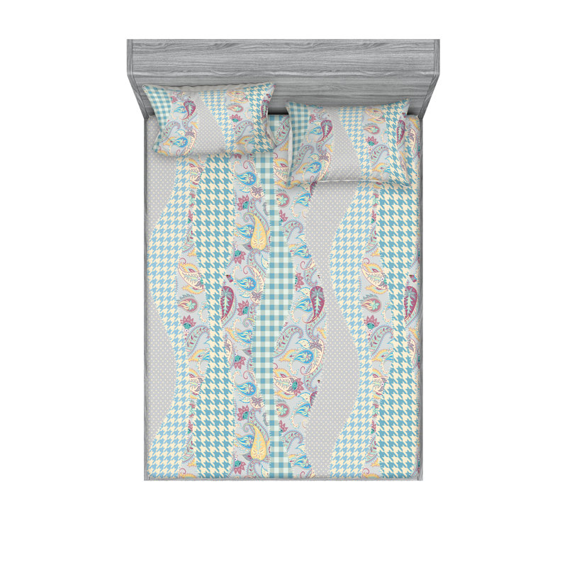 Ensemble de draps et taies décoratives Ambesonne, Ensemble de draps pour grand lit avec 2 taies d'or