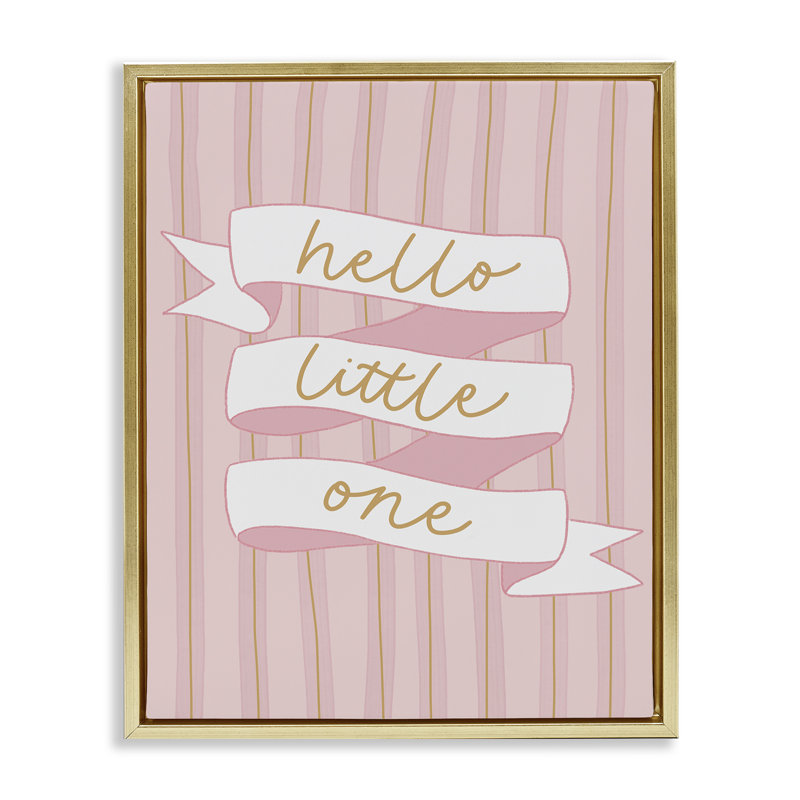 Cadre flottant rose Hello Little One, design par Amanda Houston, Cadre flottant métallique doré, H 21 po x l 17 po