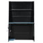 Lit mezzanine simple en bois avec bureau, tablettes multiples et RVB clair, bleu nuage-641792002