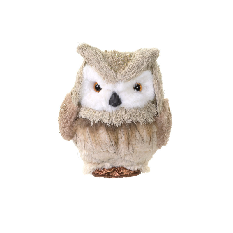Hibou perché beige / rose