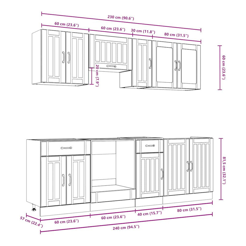 Lucca Kitchen Cabinet Set Lucca, High Gloss White