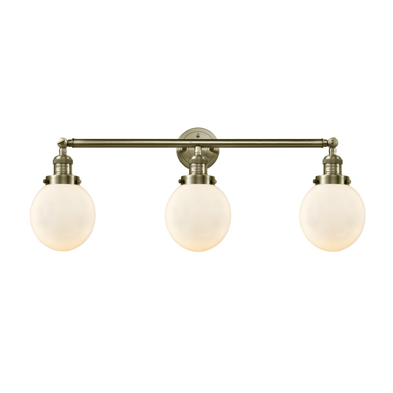 Clementina 3 - Light Dimmable LED Vanity Light, Antique Brass, Matte White, 6 Watt Vinage LED Bulb
