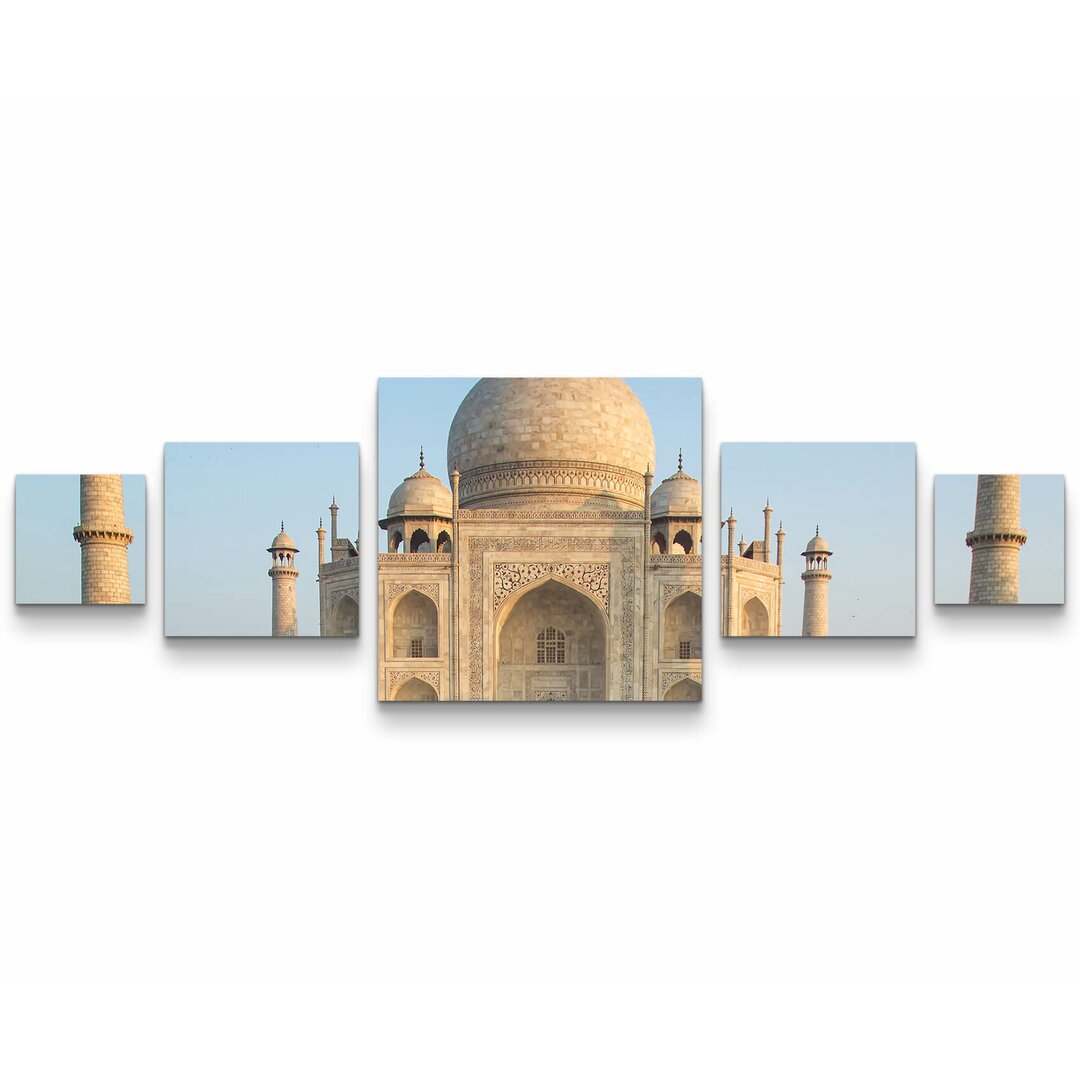 5-tlg. Leinwandbilder-Set Taj Mahal mit Spiegelung im Wasser