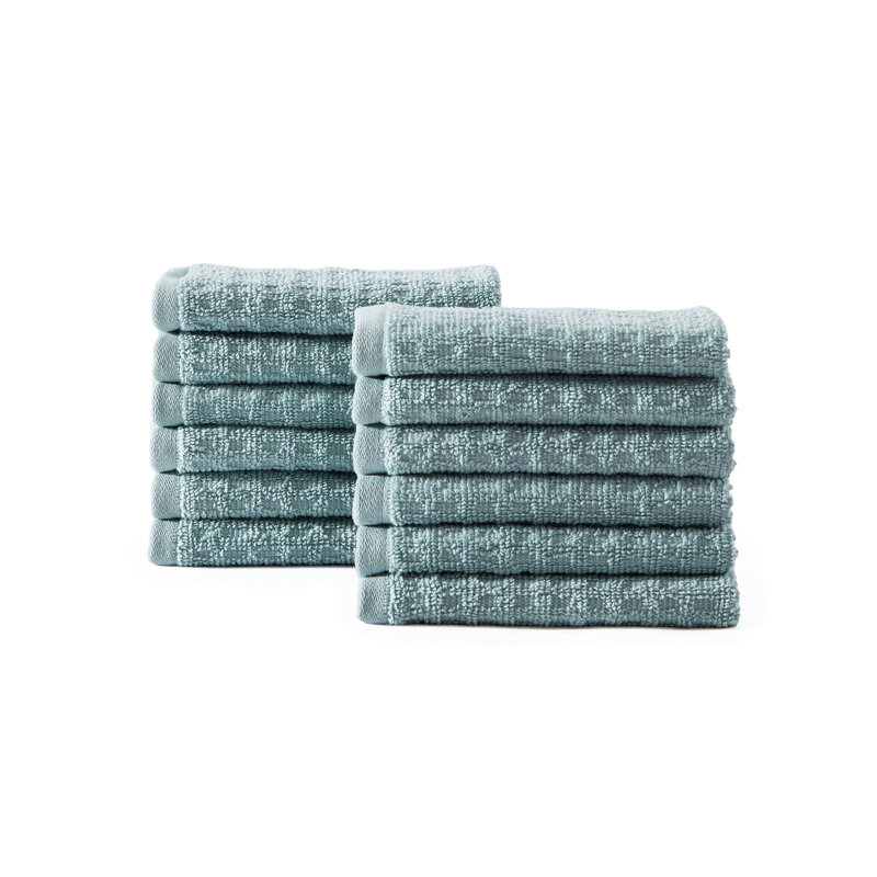 Turquoise 12-Piece Fast Drying Cotton Washcloth Set