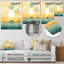 Formes de vents vert et jaune - Collages abstraits, art mural en métal-101154089