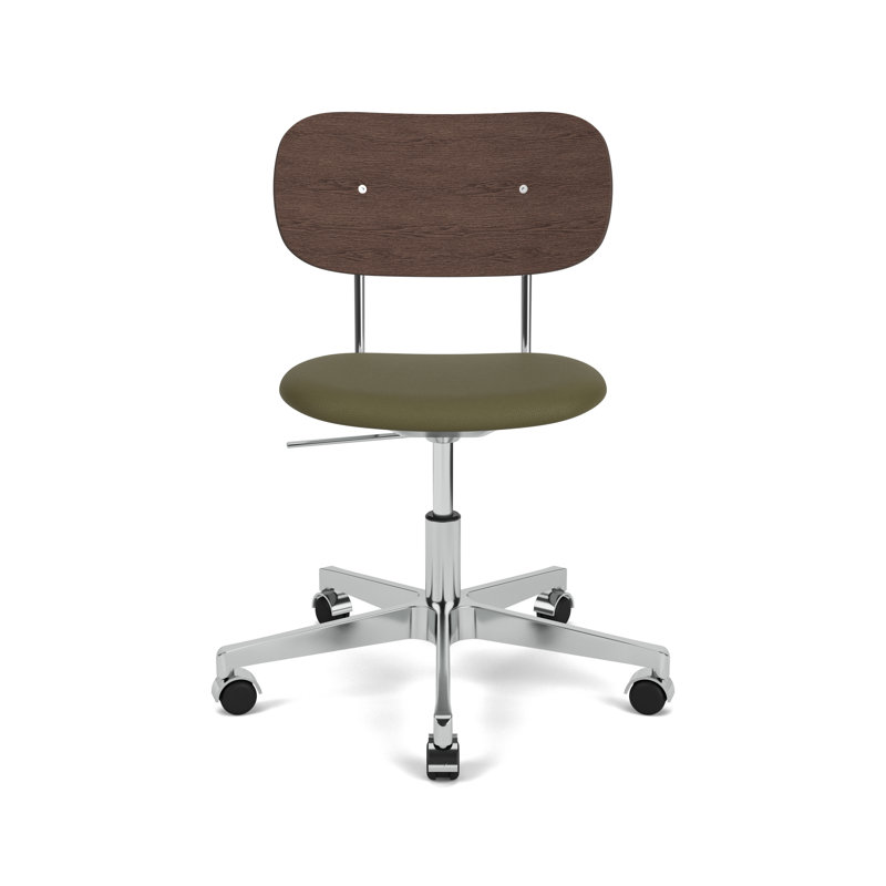 Co Swivel Task Chair, Dark Stained Oak/Silver, Army