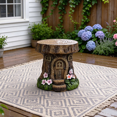 Tabouret de jardin fantaisiste 11,4 po, statue en oxyde de magnésium pour patio et cour