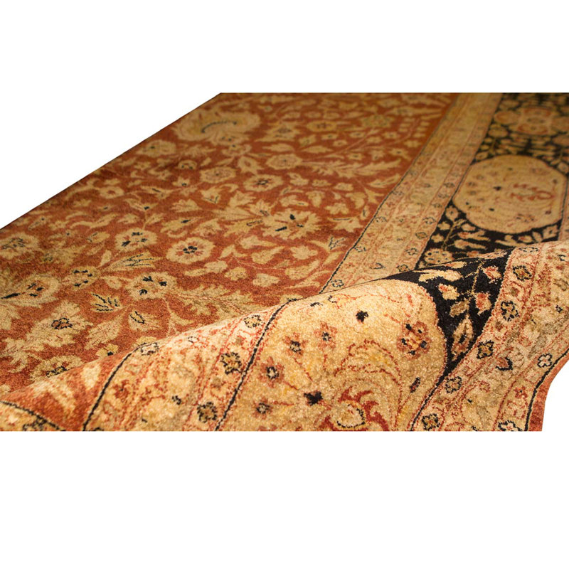 Tapis rouille et noir noué à la main de haute qualité
