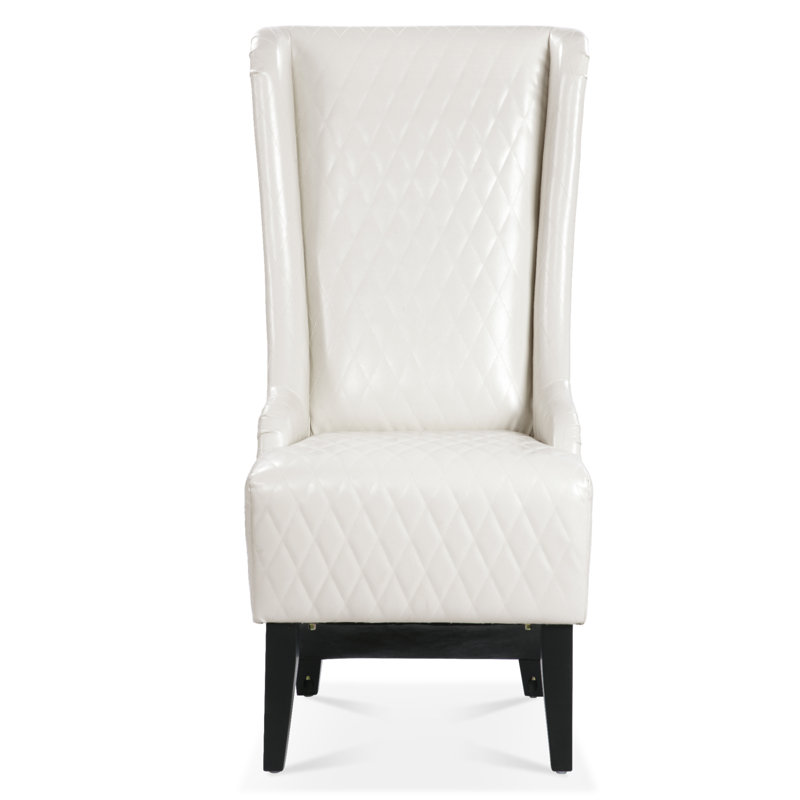Rivah Upholstered Wingback Chair, White Faux Leather, 1 