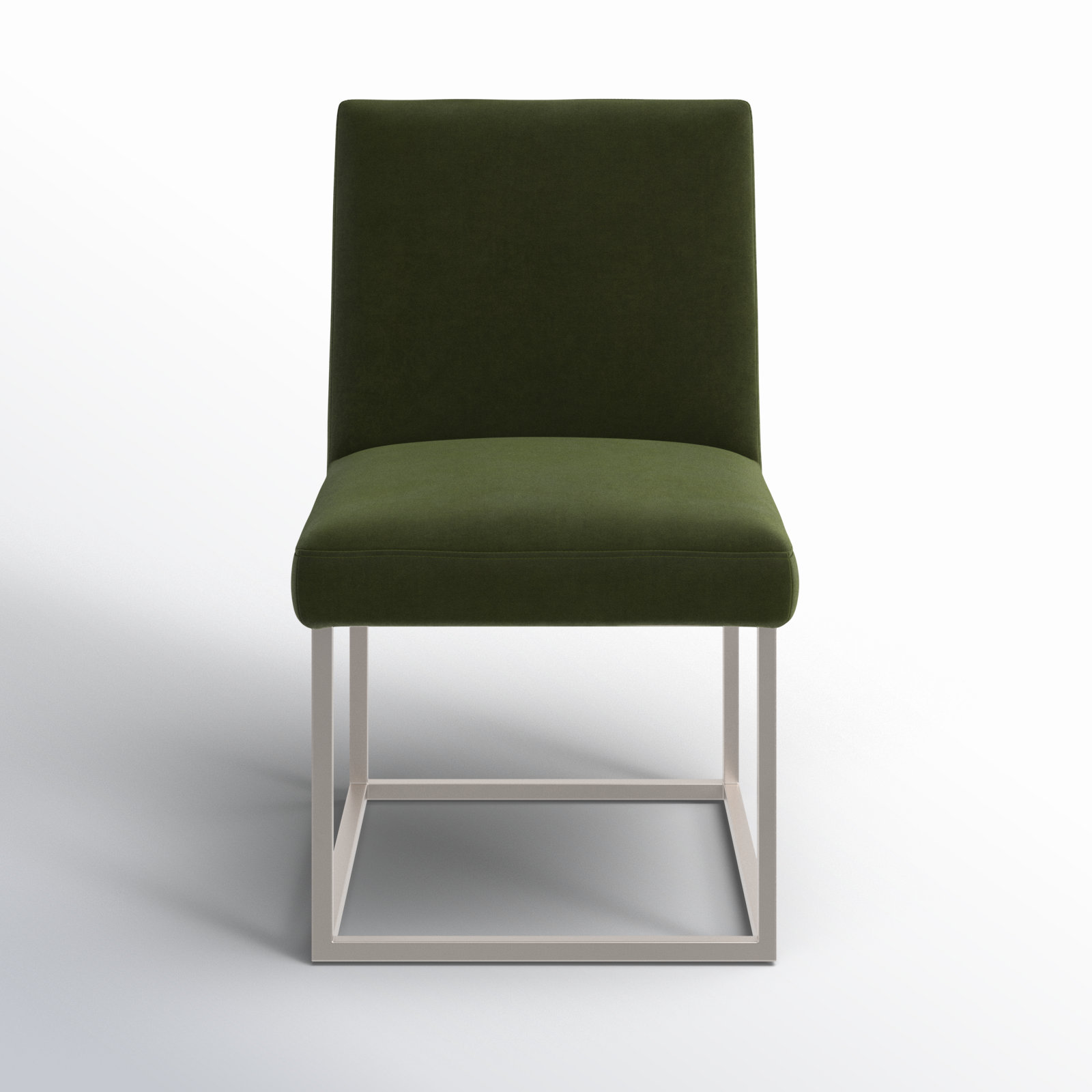 Athens Upholstered Stainless Steel Side Chair, Silver, Forest Green Velvet