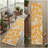 8' Runner Orange and White Floral Washable Non Skid Indoor Outdoor Runner Rug