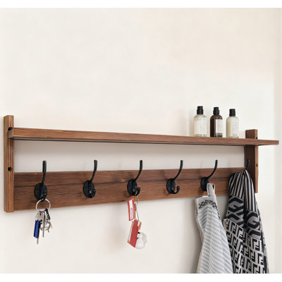 Wall Mounted Coat Rack With Shelf, Space Saving Entryway Organizer With Hooks For Hallway, Bathroom, Bedroom And Living Room