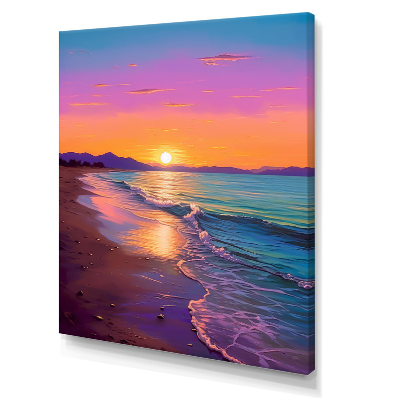 Coucher de soleil harmonie côtière sérénité I, Toile tendue, H 32 po x l 16 po x P 1 po