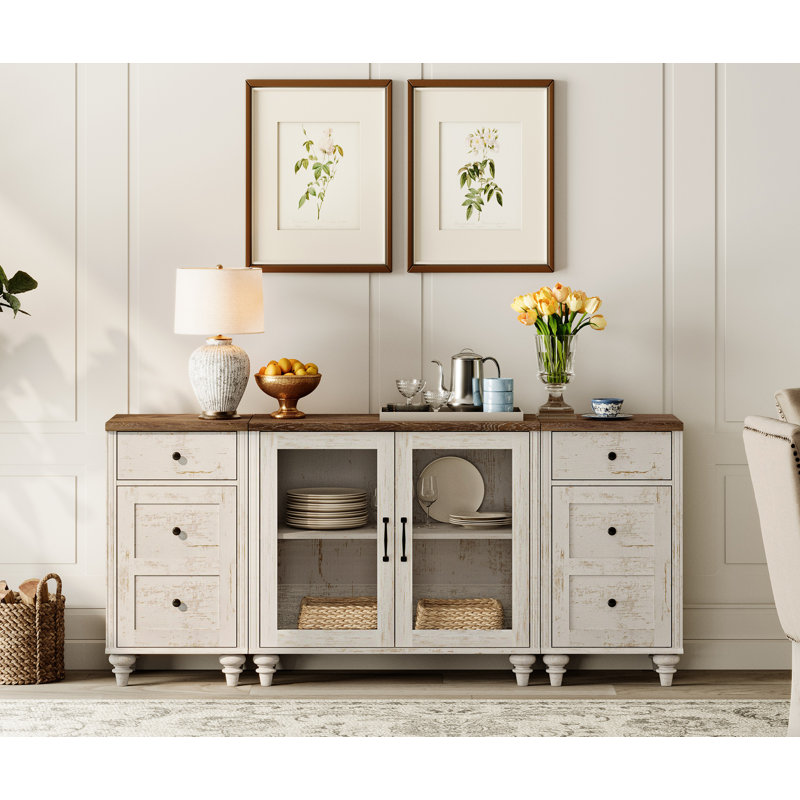 Buffet 66,9 po Scarlett, Blanc rustique / brun