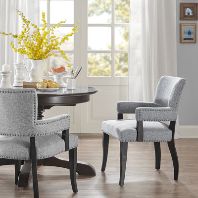 Fauteuil avec accoudoirs pour le plaisir de manger, tête de clou noire et argentée élégante