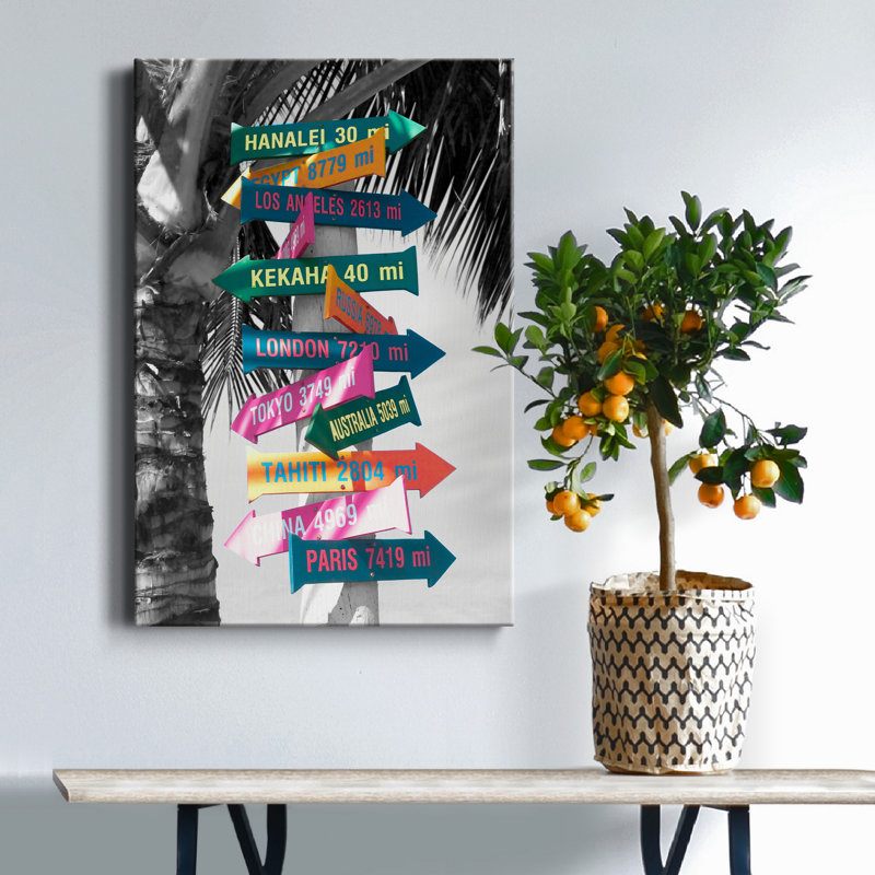 Mission Beach - impression d'art graphique, H 12 po x l 8 po x P 1 po, Toile tendue, Pas de tapis
