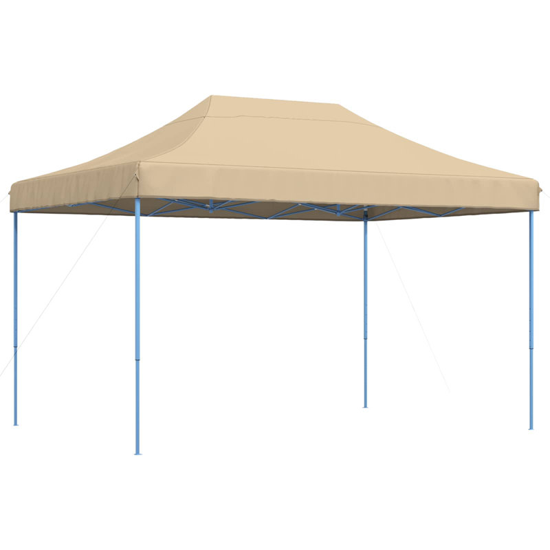 Vidaxl Foldable Party Tent Pop-Up With 4 Sidewalls Patio Gazebo Canopy Shelter, Beige, Blue, 315cm H x 410cm W x 279cm D