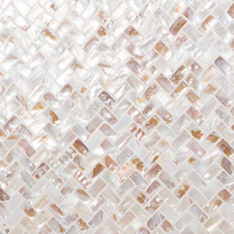 Mother of Pearl 0.6" x 1.2" Seashell Chevron Mosaic Tile