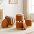 Set Of 4 Nested Storage Ottomans Velvet Round Ottoman Set With Gold Metal Base