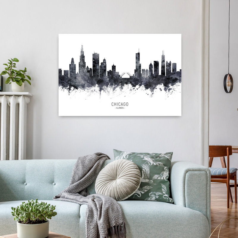 Chicago, Chicago, horizon, architecture contemporaine, art mural, H 24 po x l 36 po
