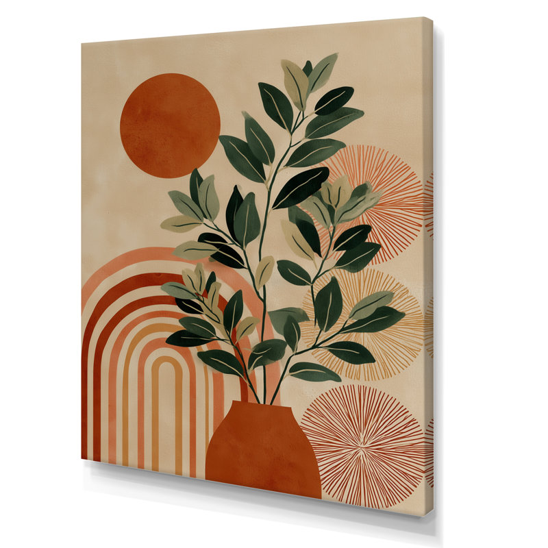 «Green and Terracotta Minimalisme Sage Elegance», art mural sur toile botanique, art mural encadré botanique vert