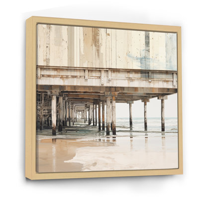 «Minimal Watercolor Pier Horizon IV», reproduction sur toile