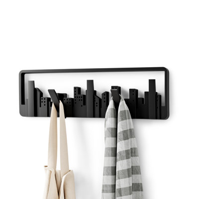 Umbra Skyline 5 - Hook Wall Mounted Coat Rack In Black
