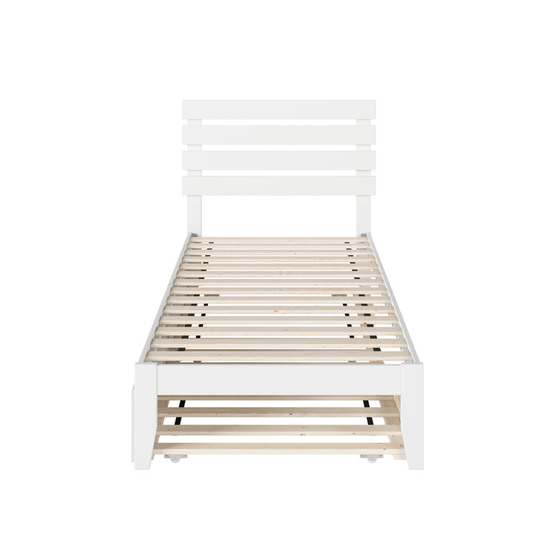 Bronson Slat Bed, White, Extra-long Twin