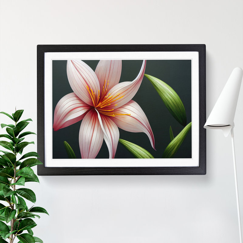 Futuristic Lily Flower Vol.4 - Single Picture Frame Print, 25cm H x 34cm W x 2cm D, Black Framed