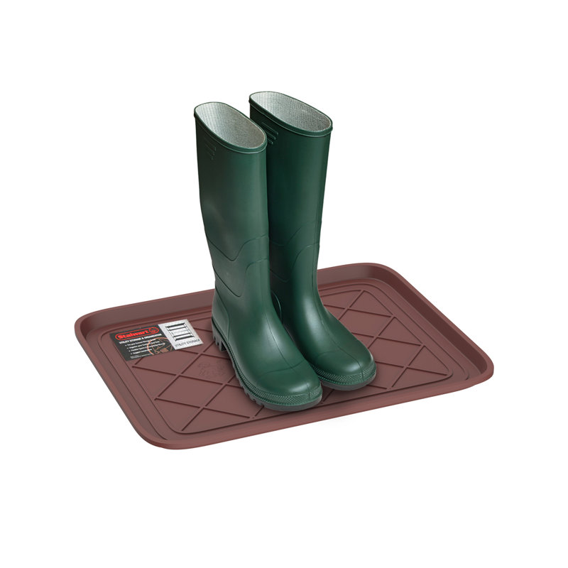 Brown Polypropylene Outdoor Boot Tray with Raised Rim