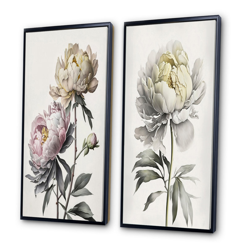 «Dahlia Flower», 2 pièces sur toile, Cadre noir, H 20 po x l 24 po