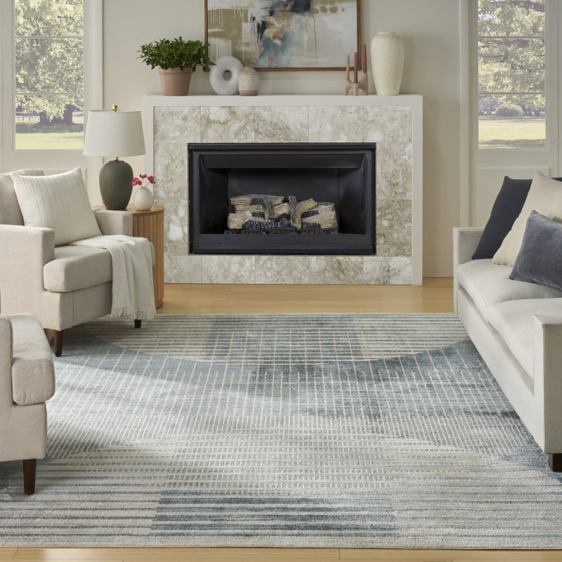 Tapis d'intérieur moderne lavable à la machine George Oliver Jeffs, Rectangle 9 pi x 12 pi