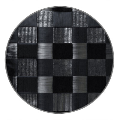 Machine Washable Checkered Gray Area Rug