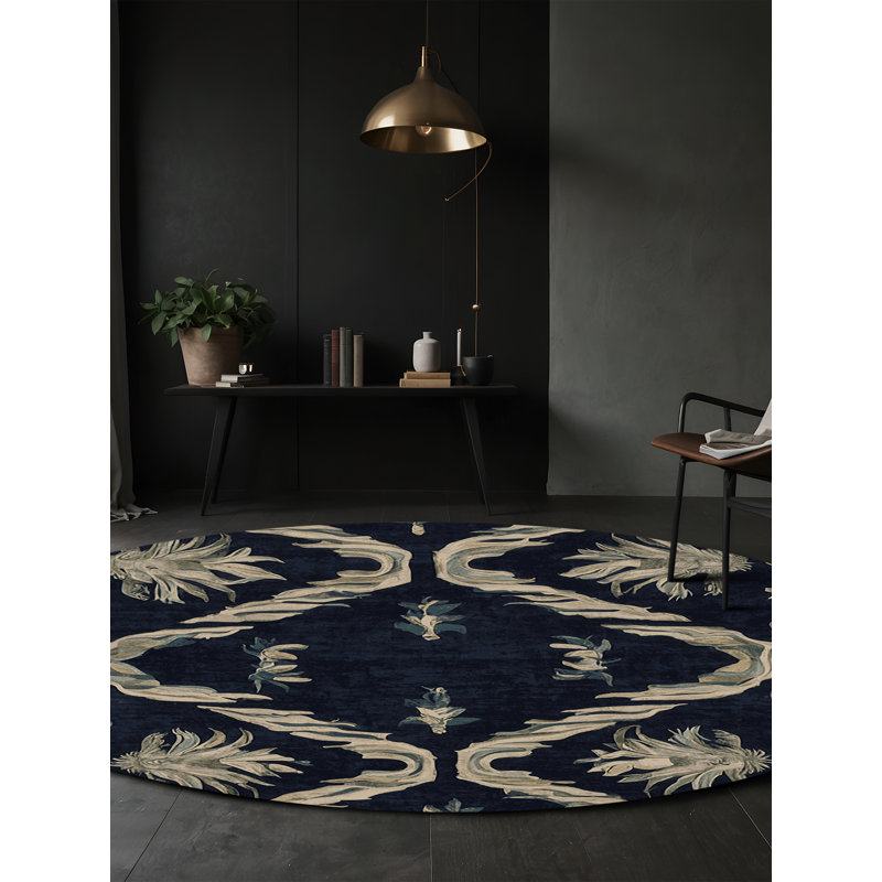 Tapis gris soyeux et moelleux, Rond 5 pi
