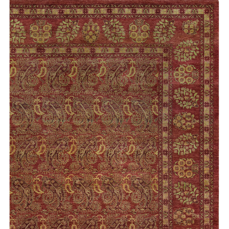 Wool Oriental Area Rug in Rust, Rectangle 9' x 12'